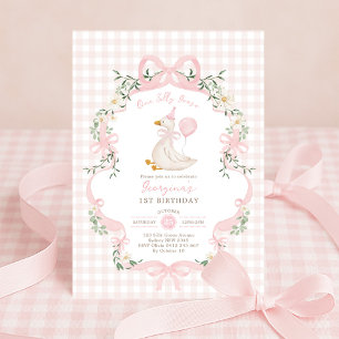 Convites Aniversário da Menina Balão Ganso Tolo de Gingham