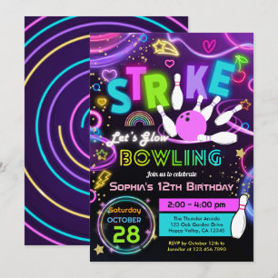 Convites Aniversário da Menina de Boliche Strike Vamos Bril