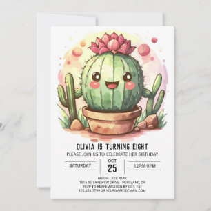 Convites Aniversário da Menina de Cactus Boêmia do Pampas M