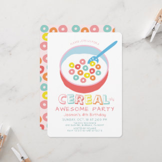 Convites Aniversário da Menina de Cereal Maravilhoso Rosa