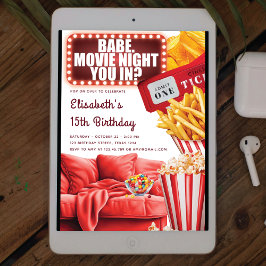 Convites Aniversário da Menina de Cinema Noturno