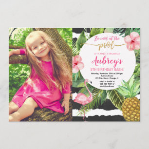 Convites Aniversário da menina de festa na piscina, foto
