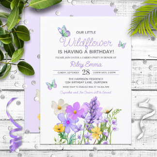 Convites Aniversário da Menina do Tema das Flores Roxas