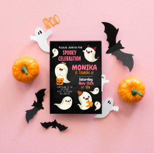Convites Aniversário da Menina Fantasma Cuta do Halloween