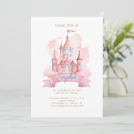 Convites Aniversário da Menina no Castelo da Princesa Rosa