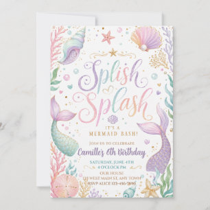 Convites Aniversário da Menina Splash da Sereia Pastel