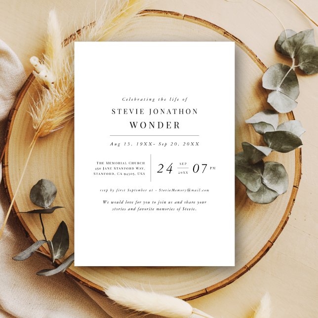 Convites Aniversário da Morte do Simples Elegante Funeral (Criador carregado)