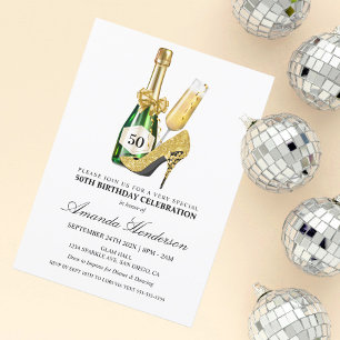 Convites Aniversário da Mulher Dourada e Champanhe