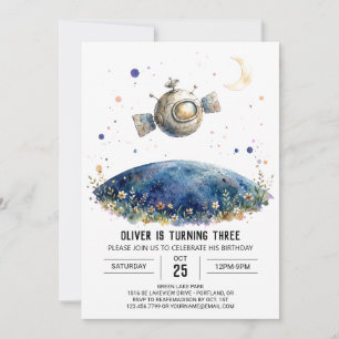 Convites Aniversário da Nave Espacial Cósmica da Marinha