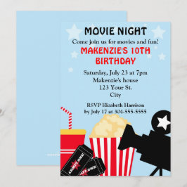 Convites Aniversário da noite de cinema