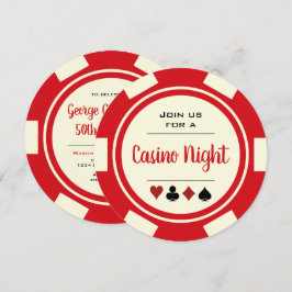 Convites Aniversário da Noite do Casino Vermelho e Desligad