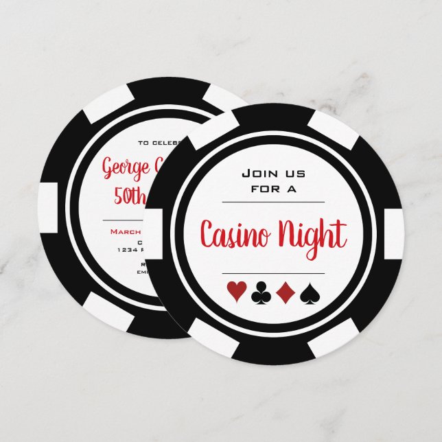 Convites Aniversário da Noite do Chip Casino do Pôquer Bran (Frente/Verso)