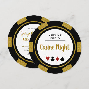 Convites Aniversário da Noite do Chip Casino, Dourado Negro