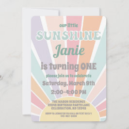 Convites aniversário da nossa pequena menina sunshine retro
