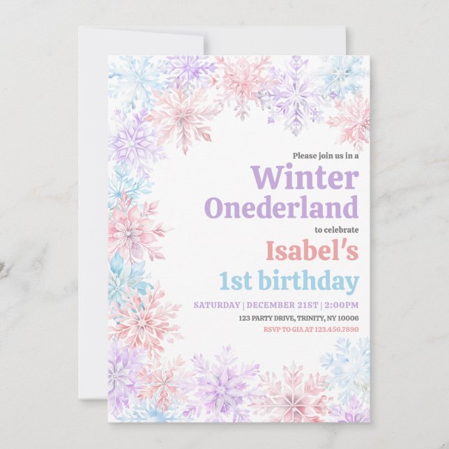 Convites Aniversário da Onderland de inverno (Frente)