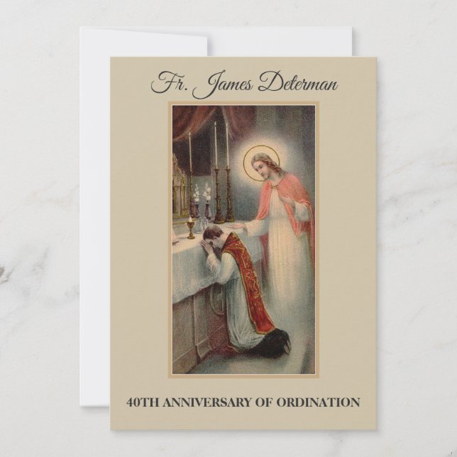 Convites Aniversário da Ordenação do Padre Católico (Frente)