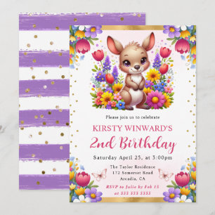 Convites Aniversário da Páscoa de Aquarelas Kangaroo Spring