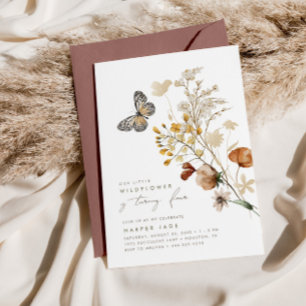 Convites Aniversário da Pequena Borboleta Floral de Flores