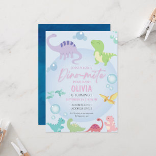 Convites aniversário da piscina do dinossauro