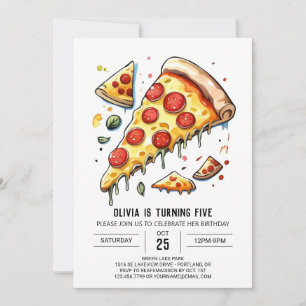 Convites Aniversário da Pizza Aquarela Encantada