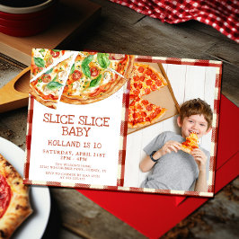 Convites Aniversário da Pizza Bebê com Fatia Moderna