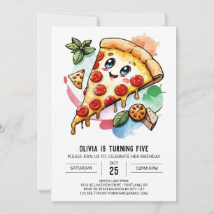 Convites Aniversário da Pizza Personalizada da Aquarela