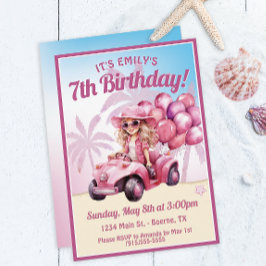 Convites Aniversário da Praia Convertível Rosa