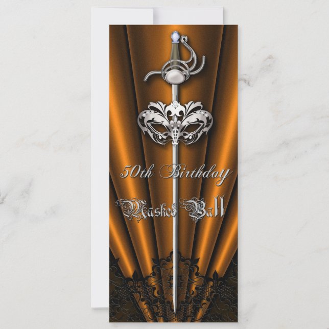 Convites Aniversário da prata alaranjada do mascarada do (Frente)