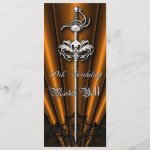 Convites Aniversário da prata alaranjada do mascarada do