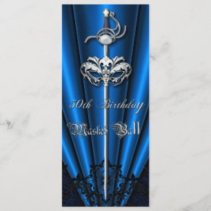 Convites Aniversário da prata azul do mascarada do laço