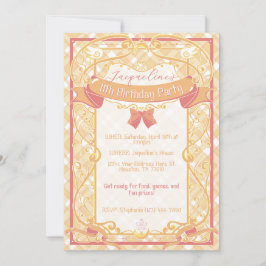 Convites Aniversário da Princesa Art Nouveau Laranja