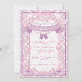 Convites Aniversário da Princesa Art Nouveau Roxa