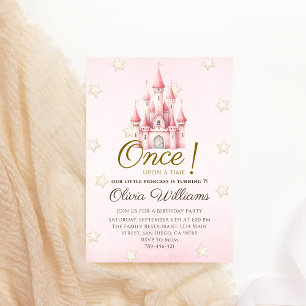 Convites Aniversário da Princesa Conto de Fadas Rosa Real