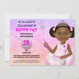 Convites Aniversário da Princesa de Fadas Afro-Americana