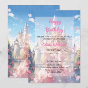 Convites Aniversário da Princesa do Conto de Fadas Kawaii