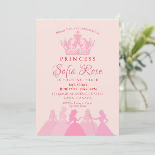Convites Aniversário da Princesa Menina Rosa