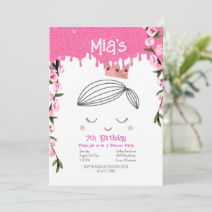 Convites Aniversário da Princesa Meninas, bonito Rosa, Rosa