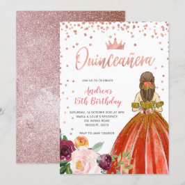 Convites Aniversário da Princesa Mexicana Quinceañera, rosa