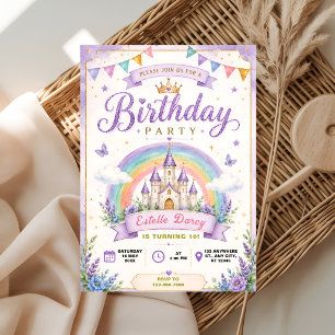 Convites Aniversário da Princesa no Castelo Pastel