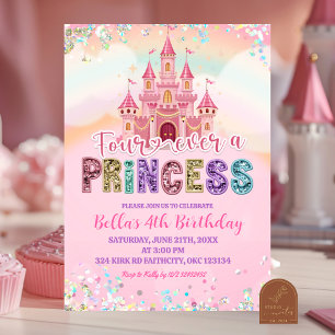Convites Aniversário da princesa para sempre com lantejoula