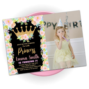 Convites Aniversário da Princesa Princesa Negra Com Folha