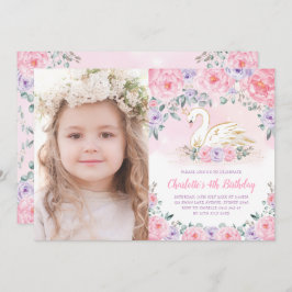 Convites Aniversário da Princesa Púrpura Rosa Feminina