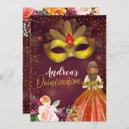 Convites Aniversário da Princesa Quinceañera Vermelha e Dou