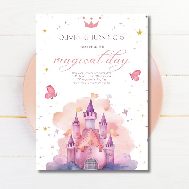 Convites Aniversário da Princesa Real Dia Mágico Castelo Ro (Criador carregado)