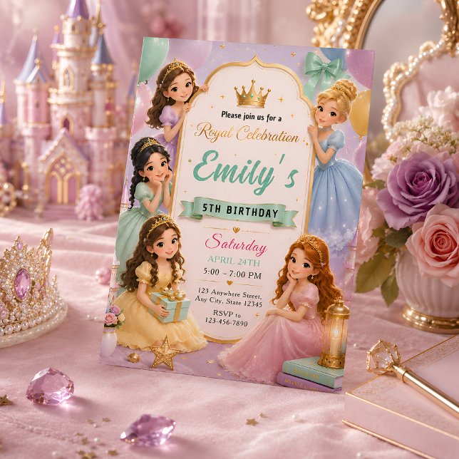 Convites Aniversário da Princesa Real Elegante (Criador carregado)