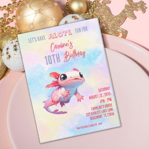 Convites Aniversário da Rainbow axolotl