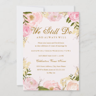 Convites Aniversário da Renovação de Vow Rose Rosa Elega