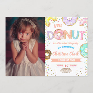 Convites Aniversário da Rosquinha Sprinkle Girl com foto