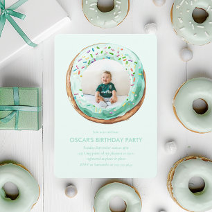 Convites Aniversário da Rosquinha Verde Pastel da Hora Mais