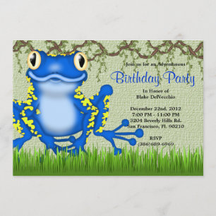 Convites Aniversário da Selva Sapo Azul Fixe